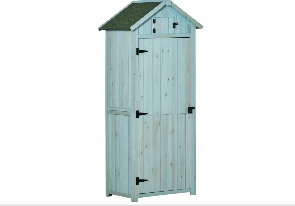Wooden Shed Outdoor Tool Storage Cabinet, - Image 2