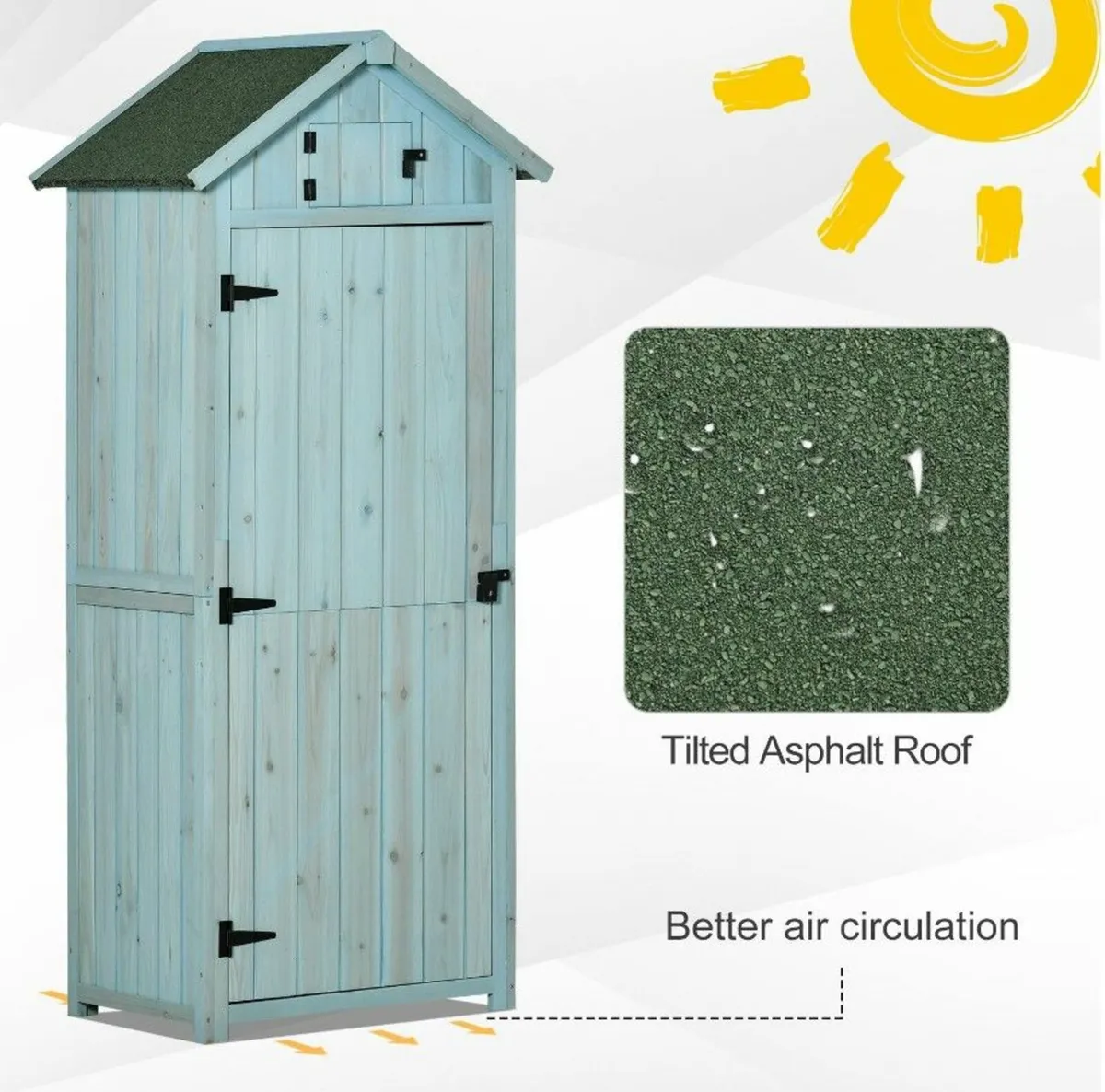 Wooden Shed Outdoor Tool Storage Cabinet, - Image 3