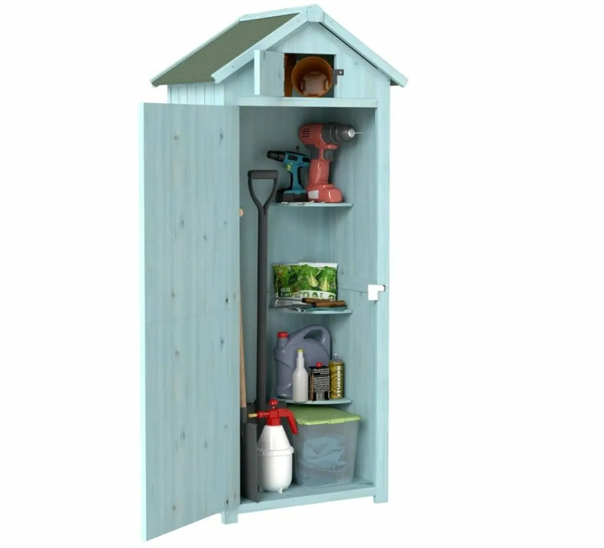 Wooden Shed Outdoor Tool Storage Cabinet, - Image 1