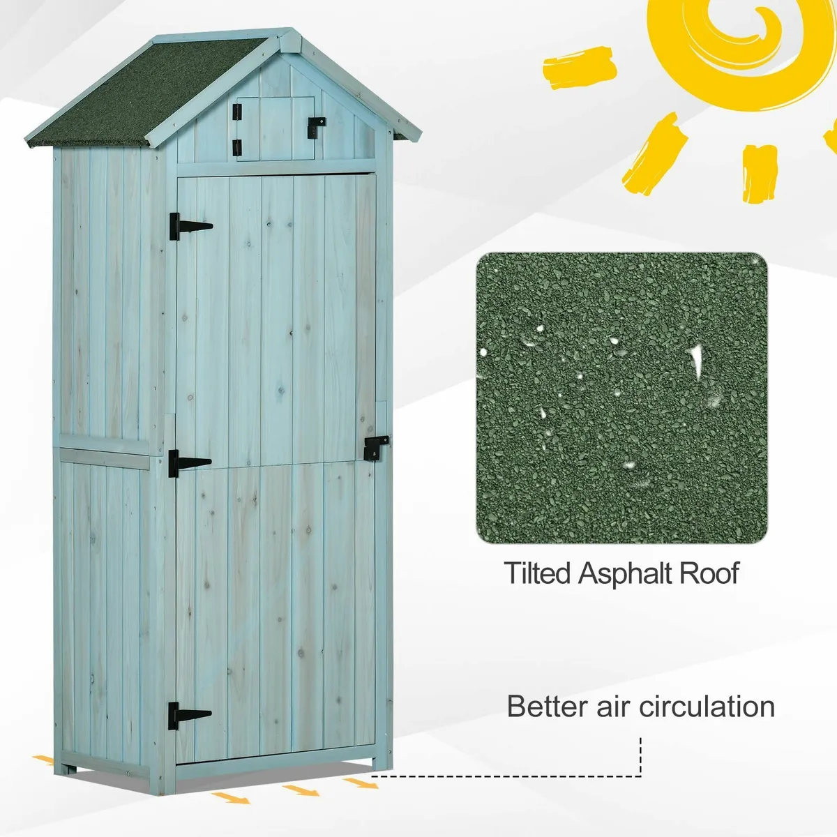 Wooden Shed Outdoor Tool Storage Cabinet, - Image 4