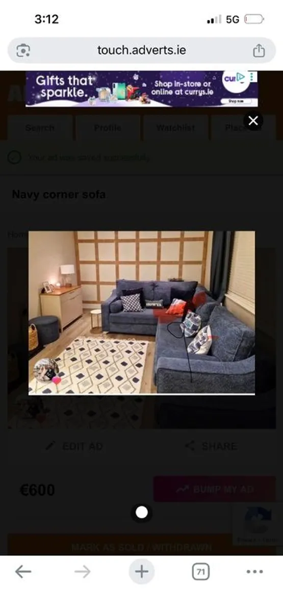 Navy corner sofa - Image 2