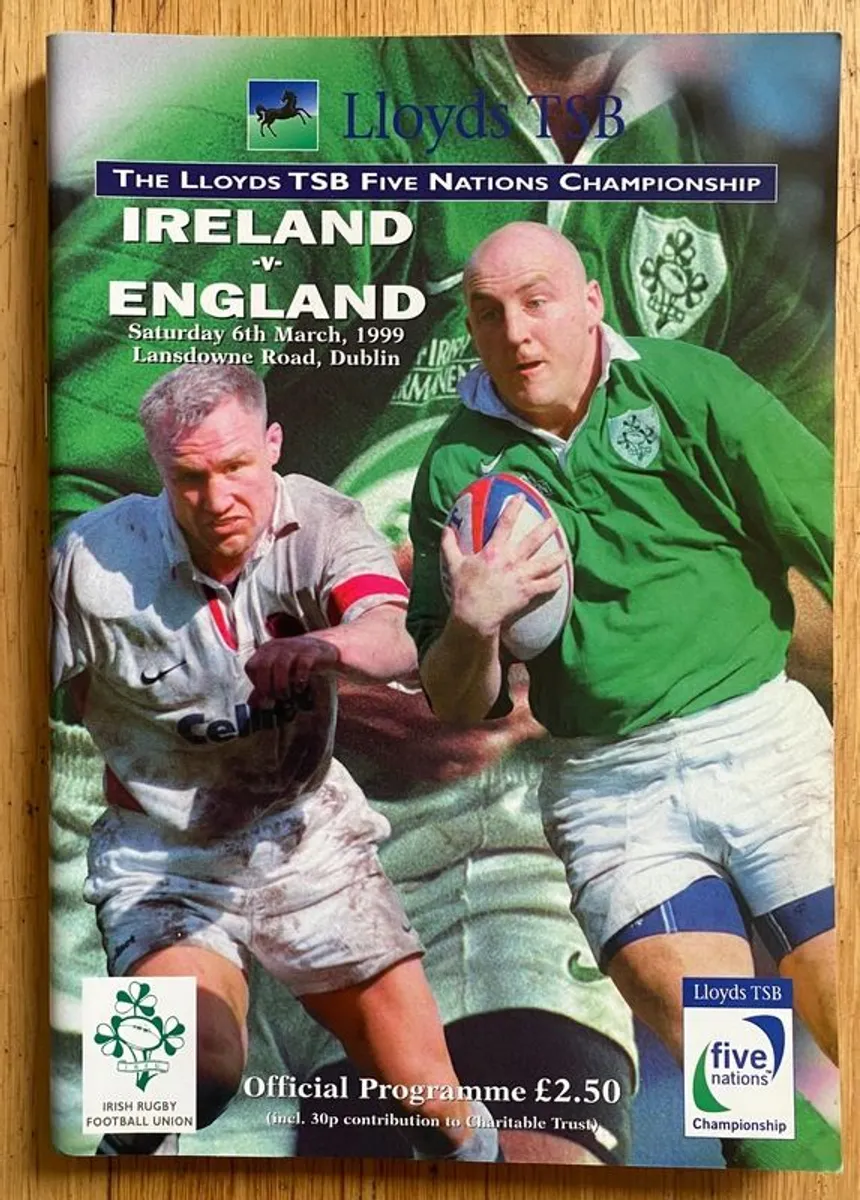 Very Rare 1999 Ireland v England - Five Nations Championship Programme