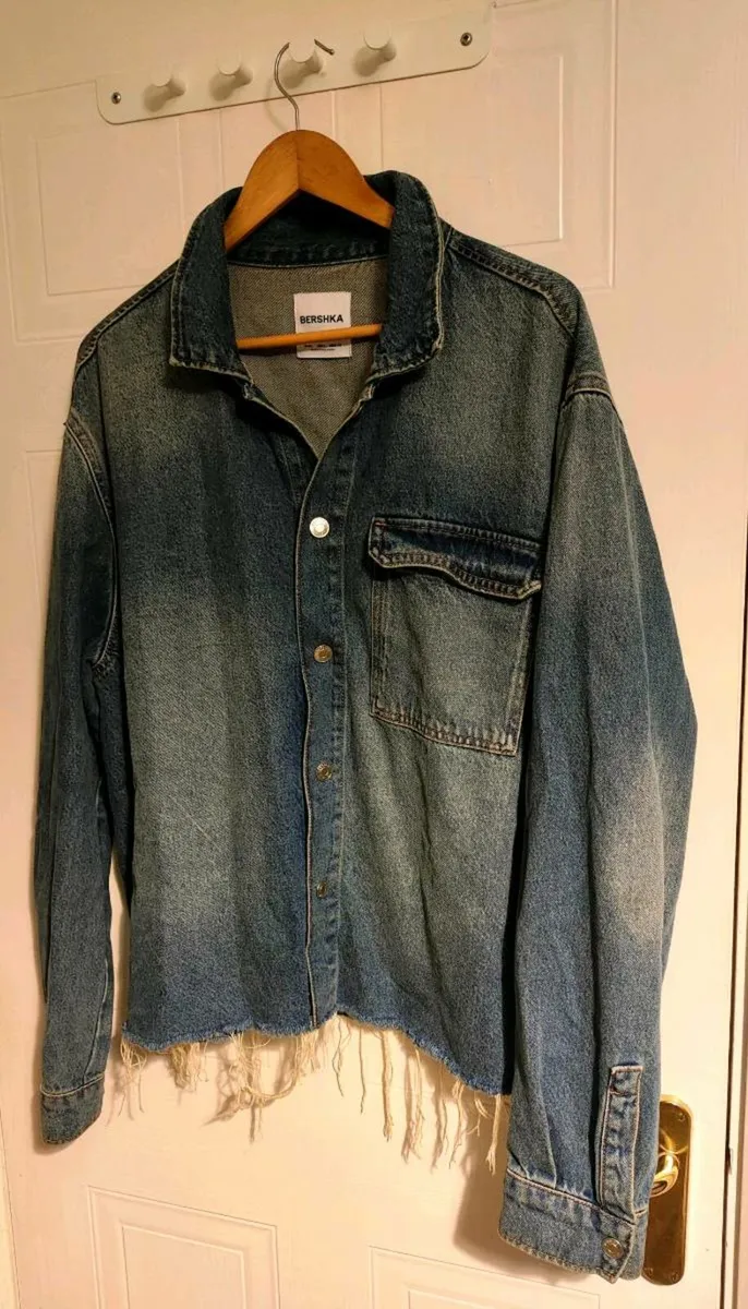 BERSHKA Distressed Denim Jacket – Size L - Image 1