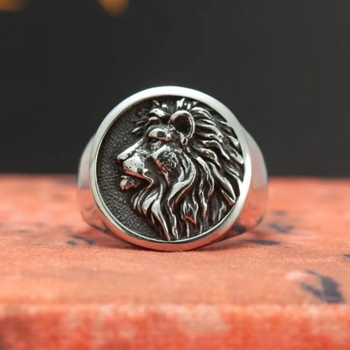 Ring Lion Head Steel Men  Size 12, UK Y - Image 1