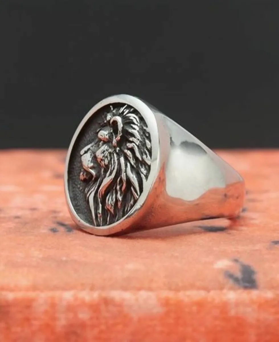 Ring Lion Head Steel Men  Size 12, UK Y - Image 2