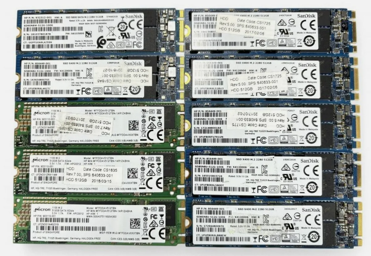 Mixed 512GB M.2 2280 SATA Laptop/PC SSDs - Image 1