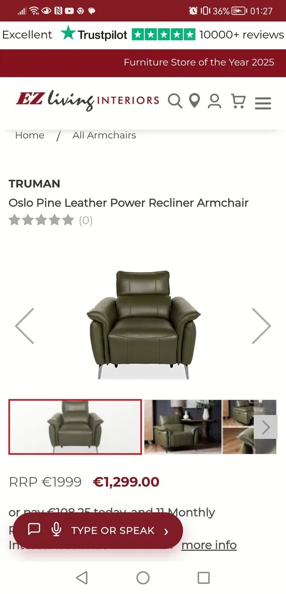 *CLEARANCE* Demo Leather Powered Recliner Armchair - Image 2
