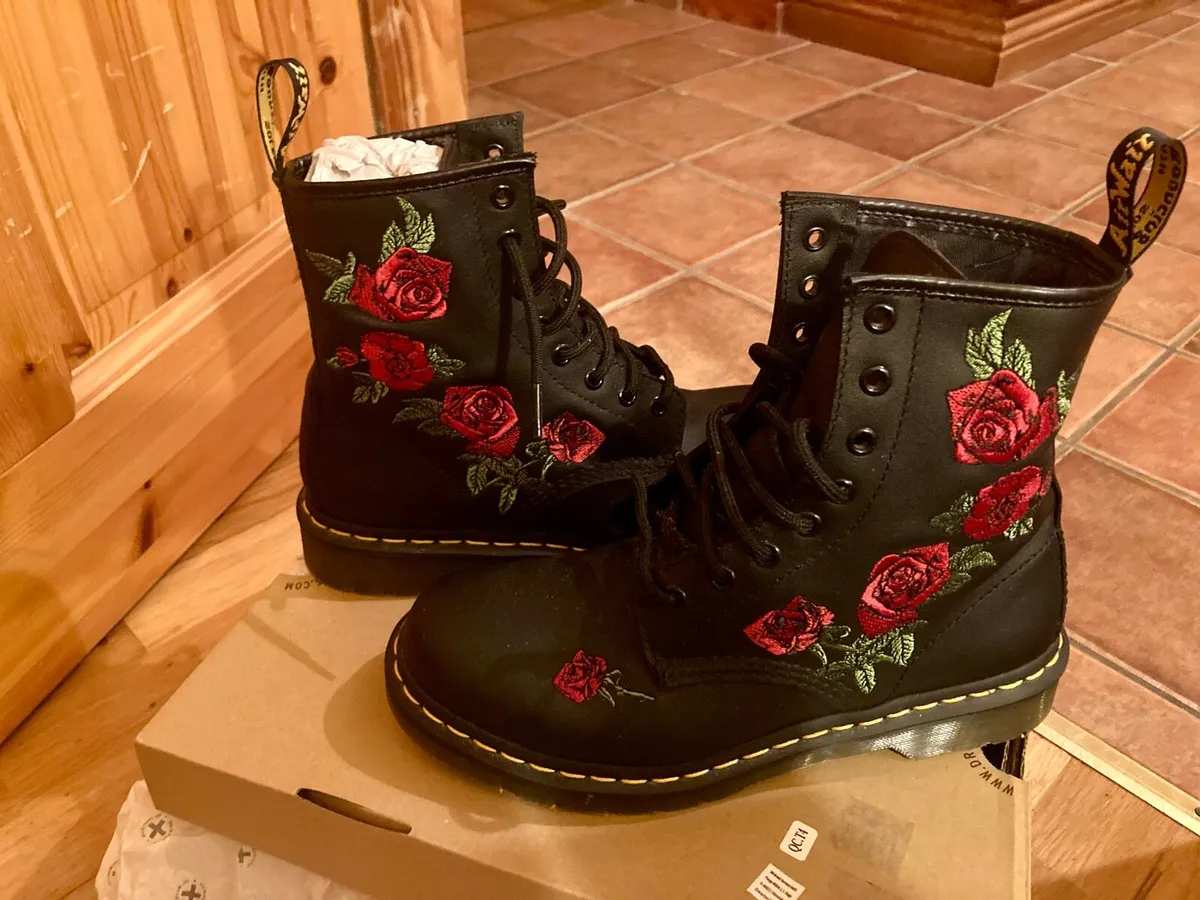 Dr Martens Ladies Embroidered Ankle Boots - Image 1