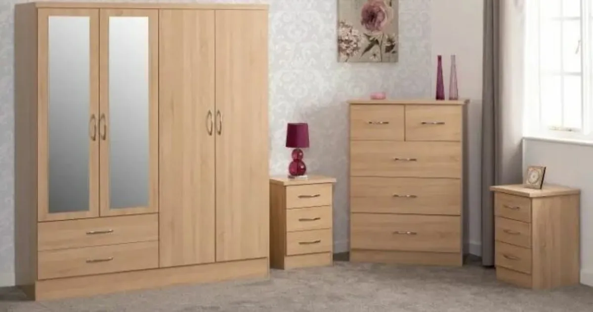 Nevada 4 Door 2 Drawer Mirrored Wardrobe Bedroom - Image 4