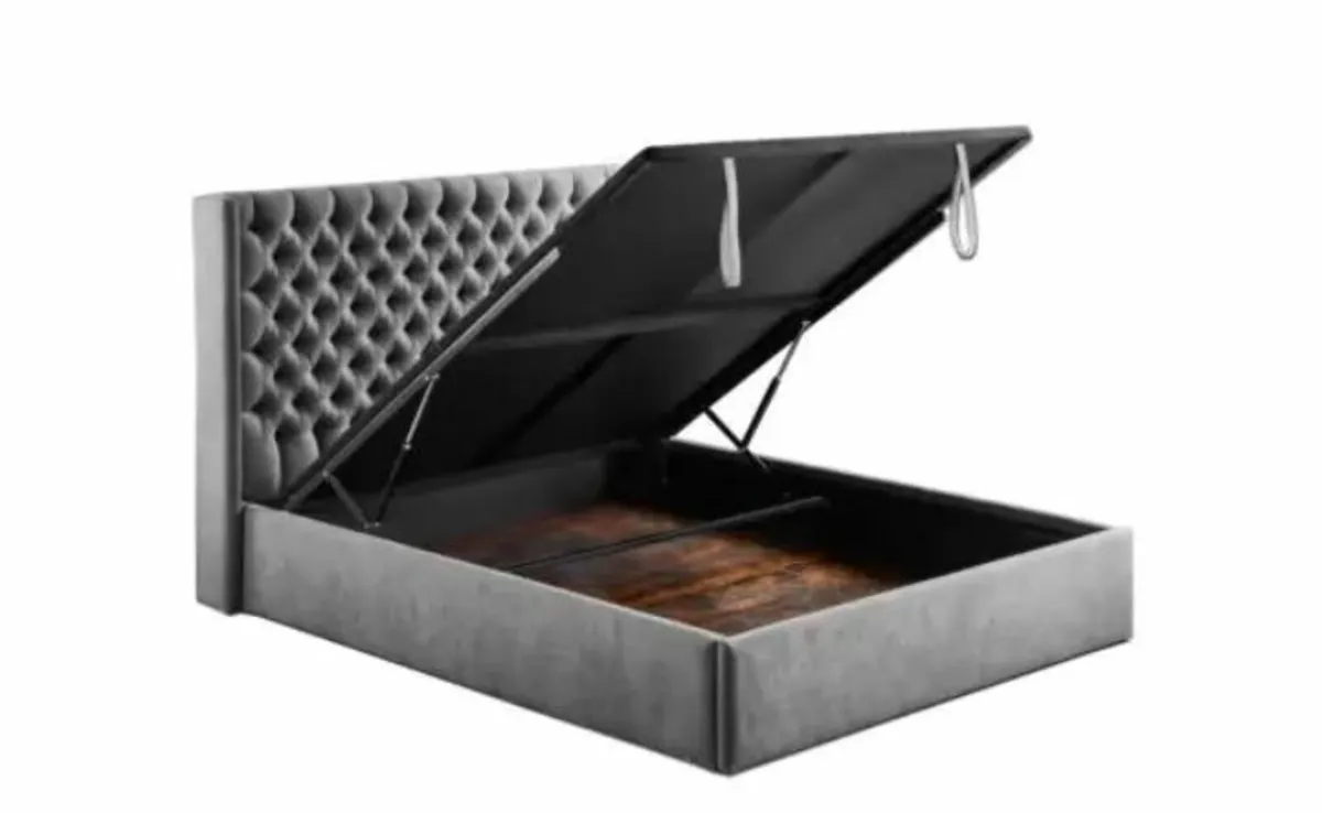 Colette Grey Gas Lift Storage Bed / 3 Sizes - Image 1