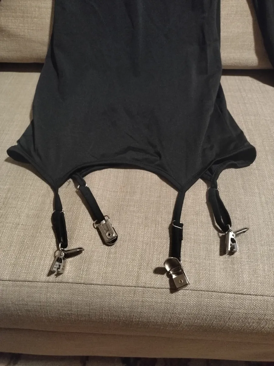 Black dress with metal suspenders for crossdresser - Image 1