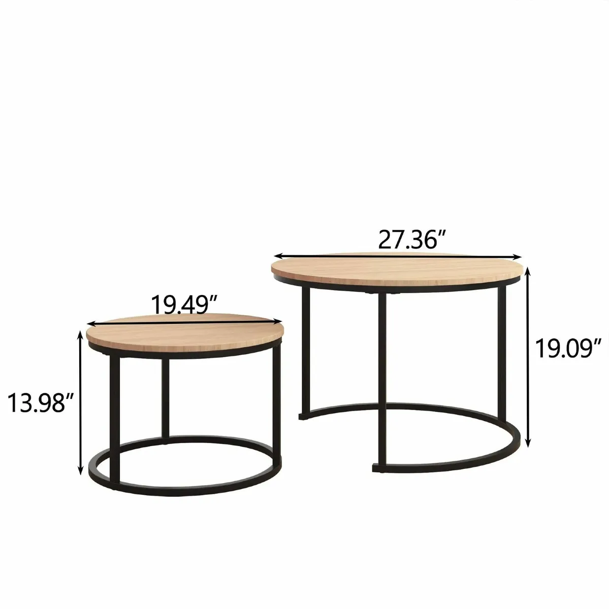 Round Nesting Coffee Table Set of 2 for Living - Image 3
