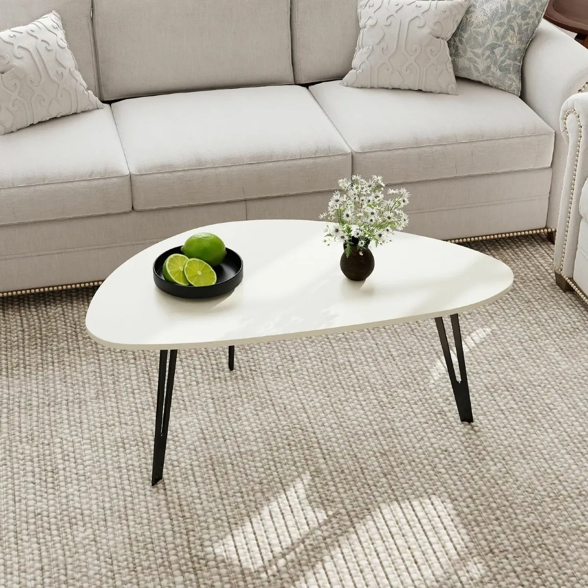 Modern Small Coffee Tables Oval White - Scandinavi - Image 2