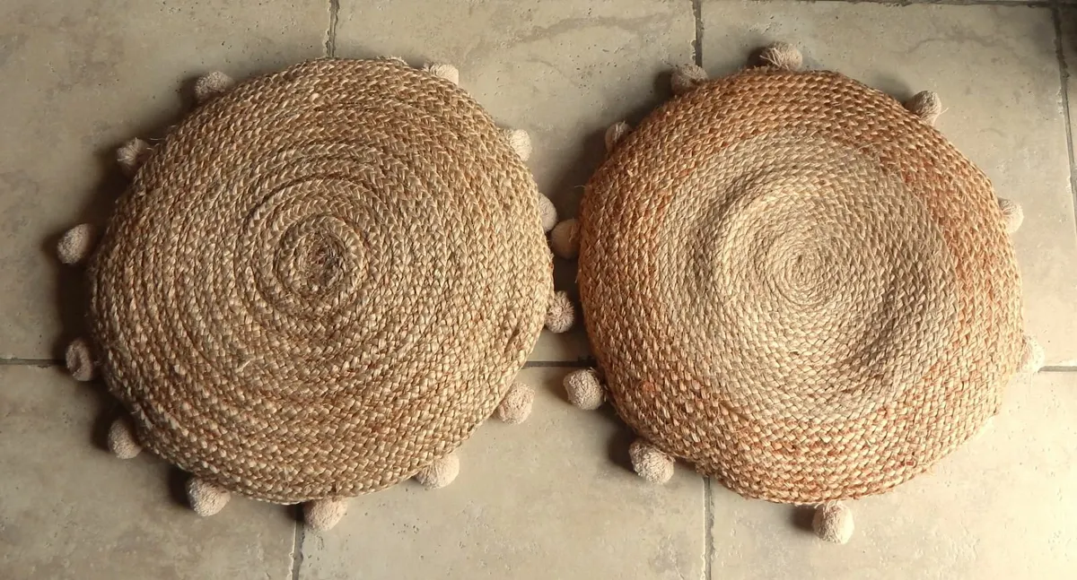 Pair of Large Woven Cushions - Image 1
