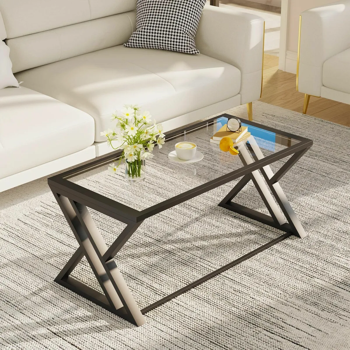 Coffee Table Living Room Center Tea Tables Glass - Image 1