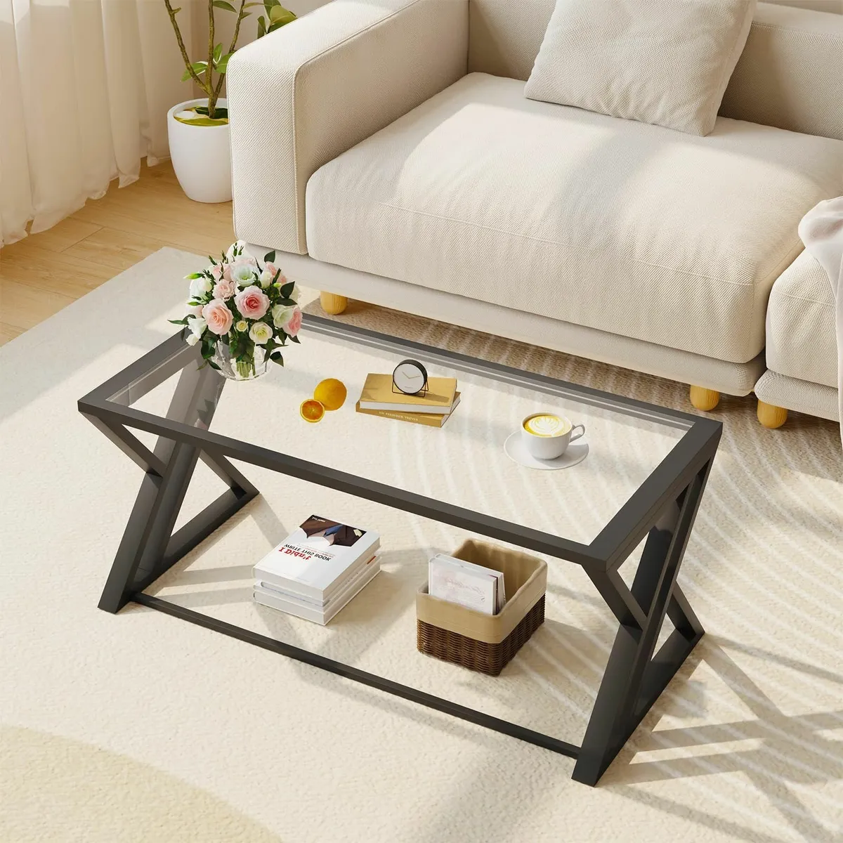 Coffee Table Living Room Center Tea Tables Glass - Image 3