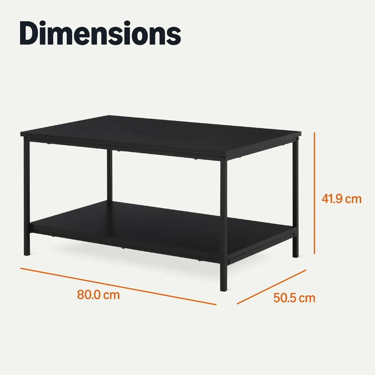 Coffee Table Rectangular with Bottom Shelf Living - Image 2