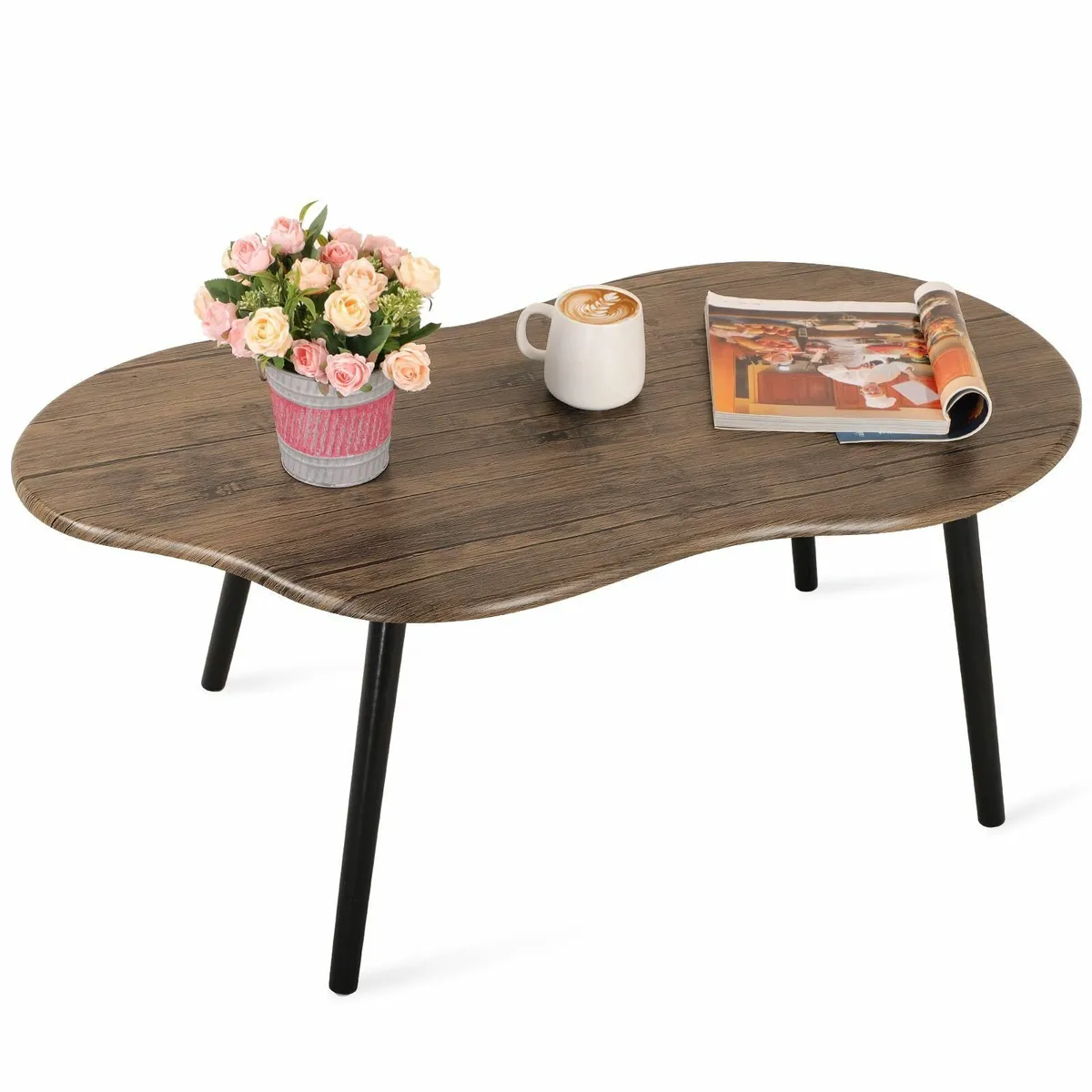 Rustic Coffee Table Irregular Wood Grain Desktop - Image 1