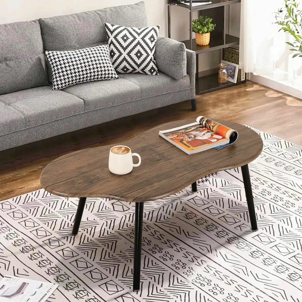 Rustic Coffee Table Irregular Wood Grain Desktop - Image 2