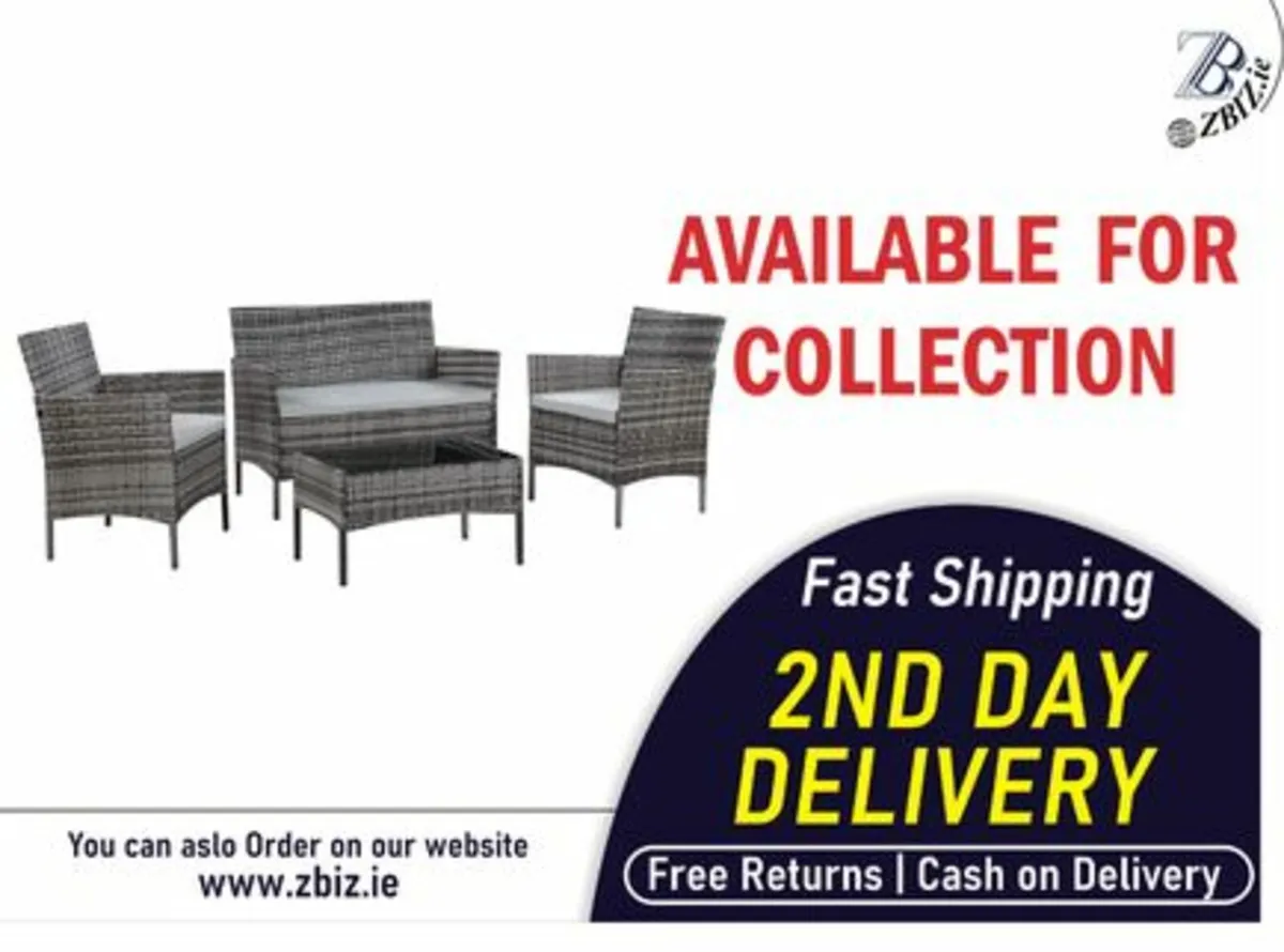 4-Piece Rattan Garden Chair Furniture Set - Image 1