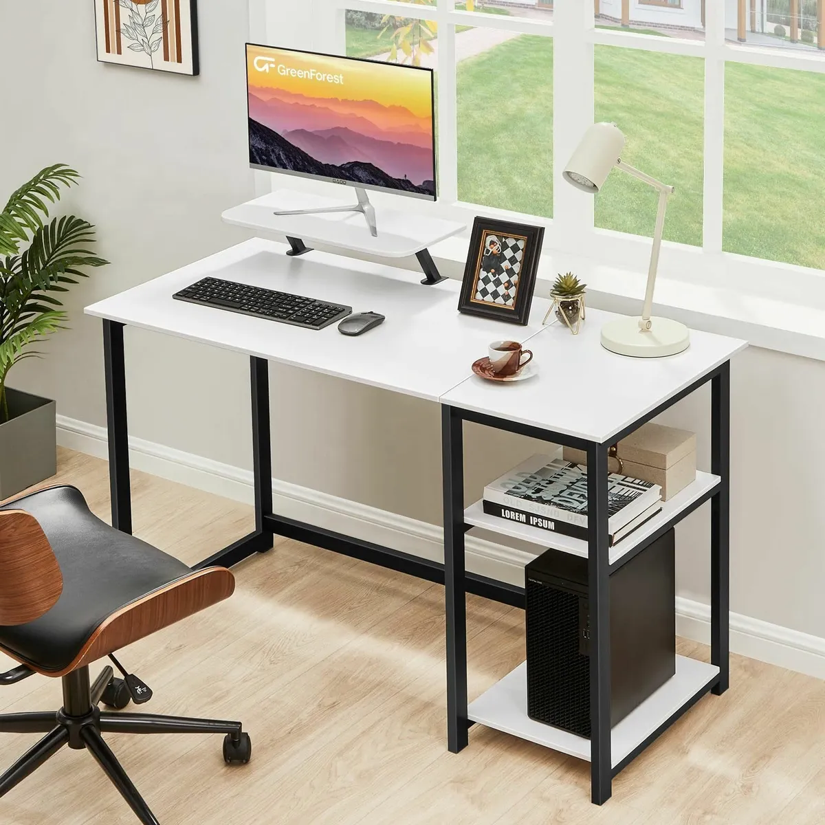 Computer Desk with Monitor Stand 100cm Office - Image 2