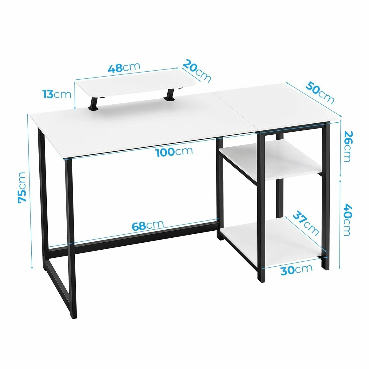 Computer Desk with Monitor Stand 100cm Office - Image 3