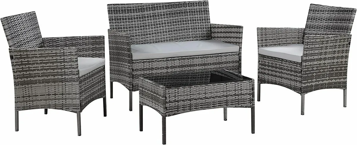 4-Piece Rattan Garden Furniture Set with Cushions - Image 1