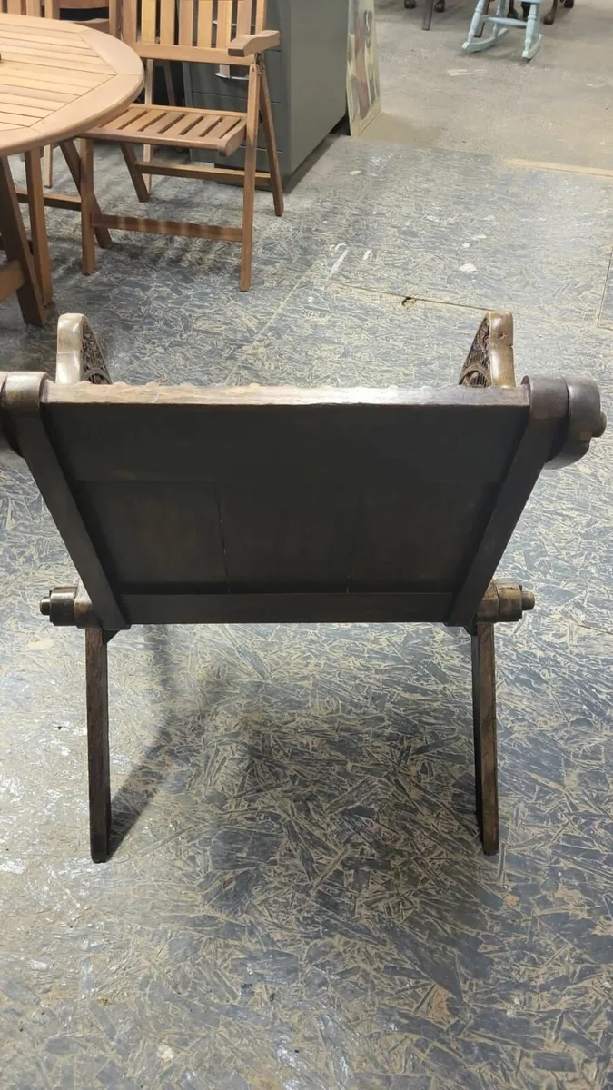 19th century oak Glastonbury chair - Image 3