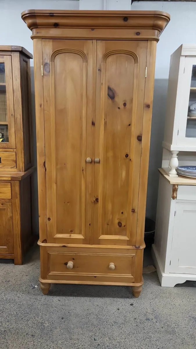 Vintage pine wardrobe - Image 1
