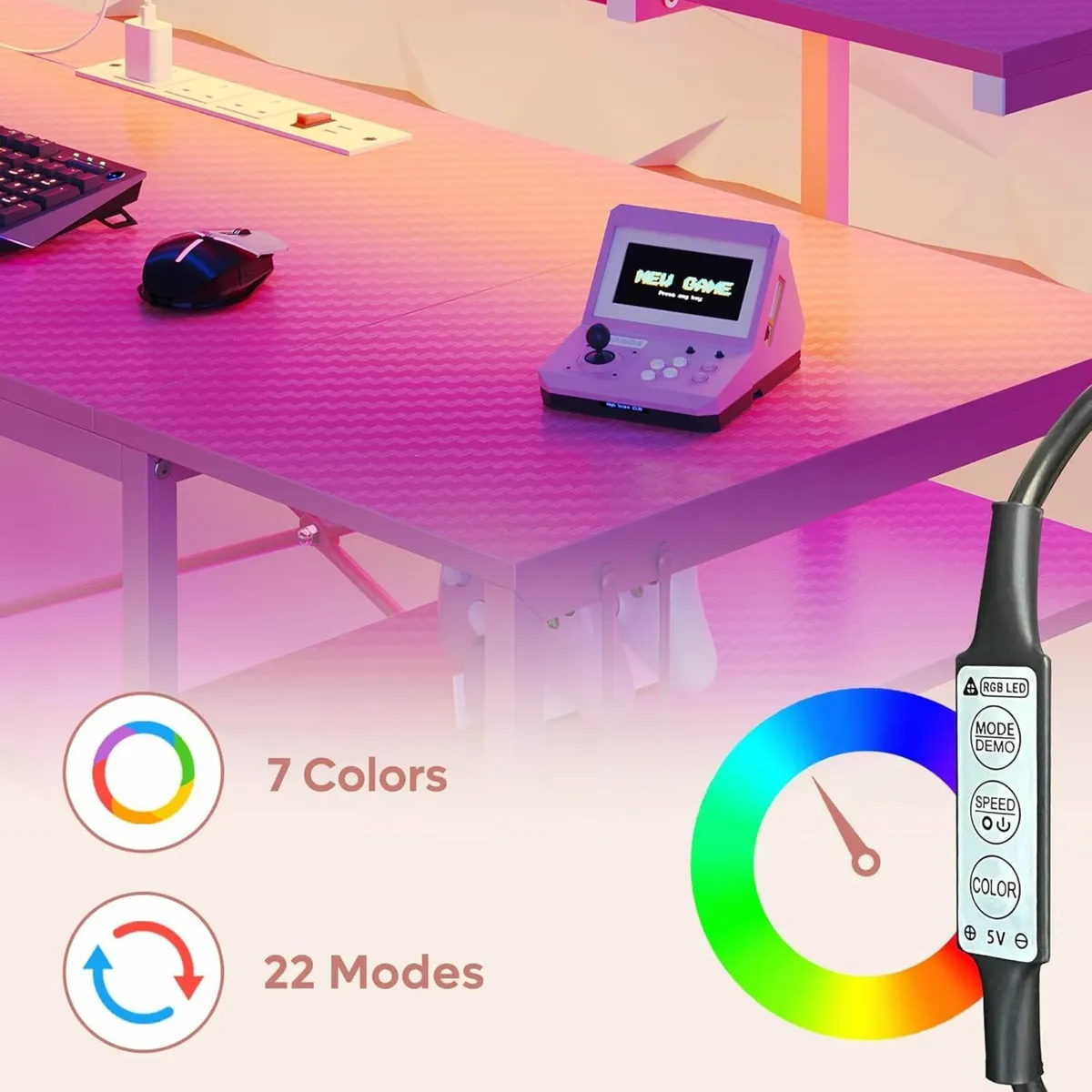 Pink 140 CM Desk with Power Outlets - Image 4