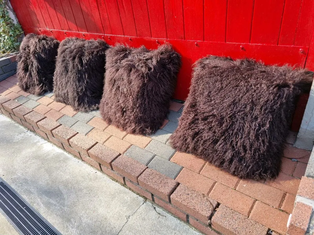 4 Large Mongolian Wool Cushions 20" x 20". - Image 3