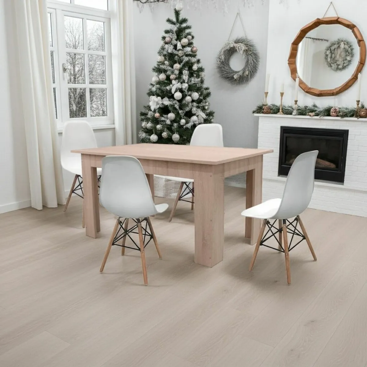Nordic Oak Dining Set 🍽️ 4 Chairs - Image 1
