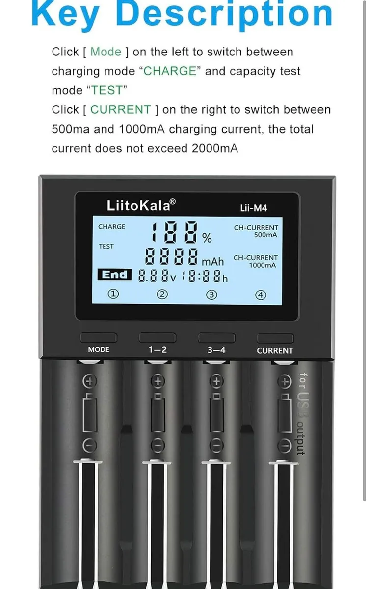 LIITOKALA LII-M4 4-Slot Smart Battery Charger - Image 4