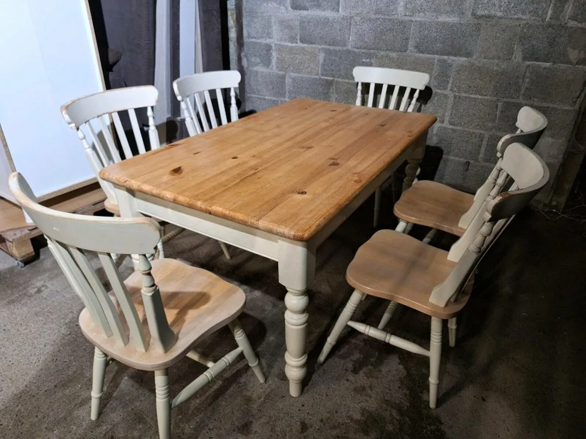 Solid wood table with 6 chairs (DELIVERY) - Image 3