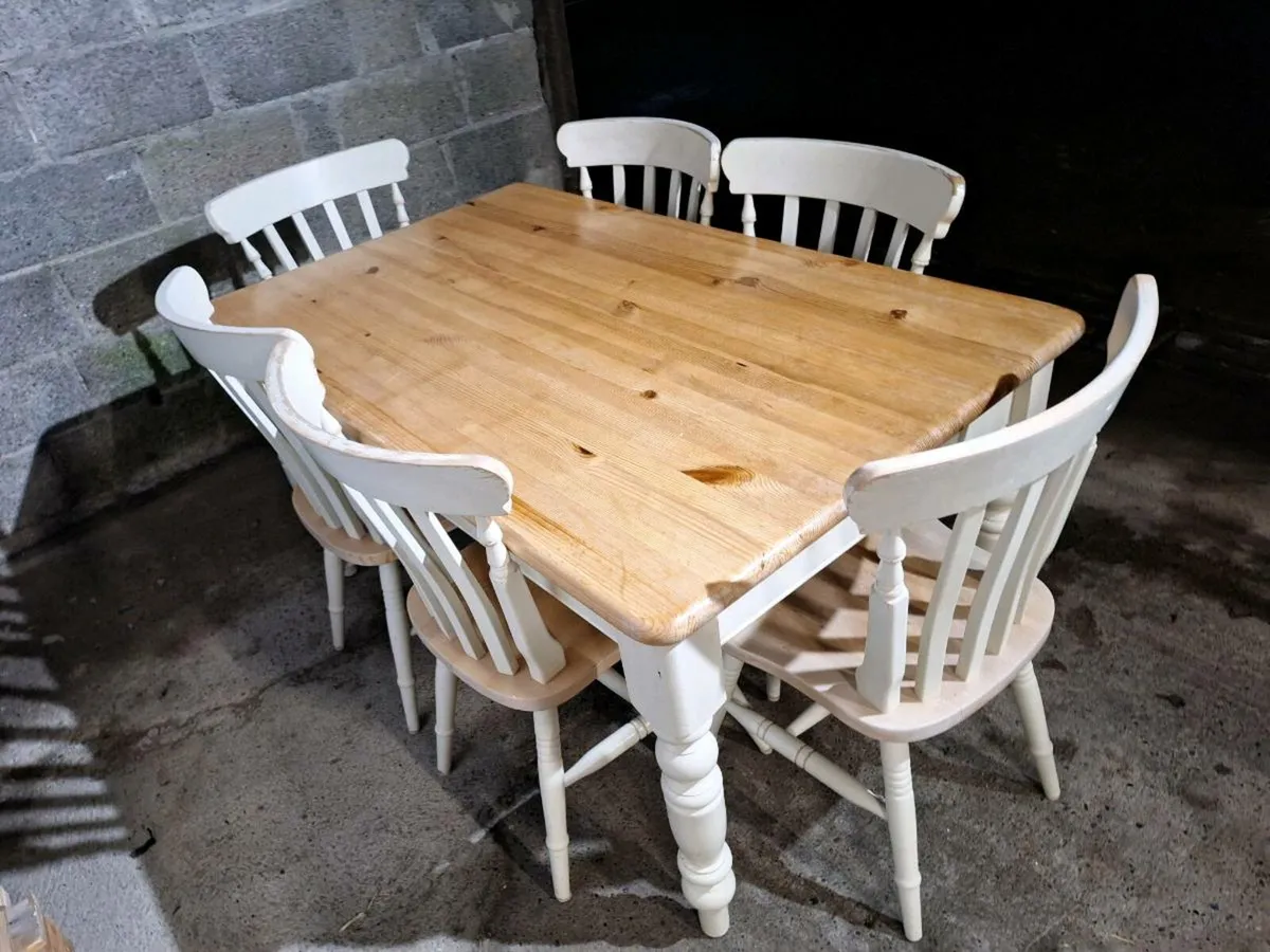 Solid wood table with 6 chairs (DELIVERY) - Image 4
