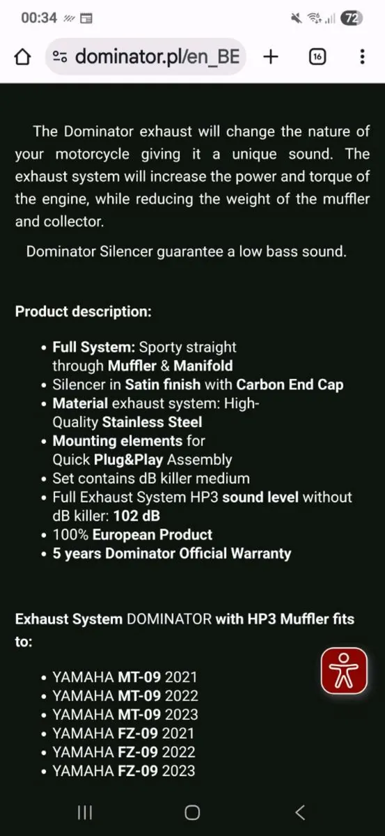 Yamaha MT 09 Full Dominator HP3 Exhaust system 202 - Image 3