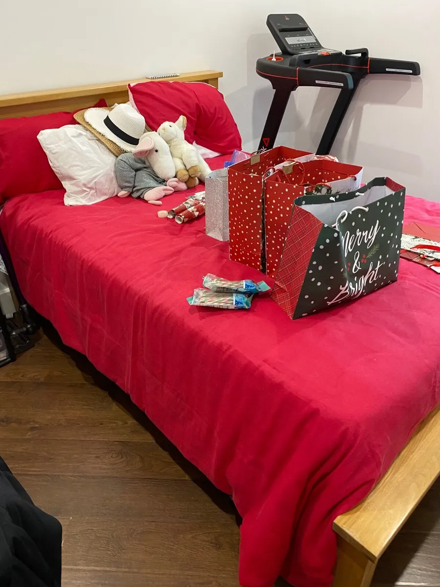 Double oak bed with  mattress like new - Image 1