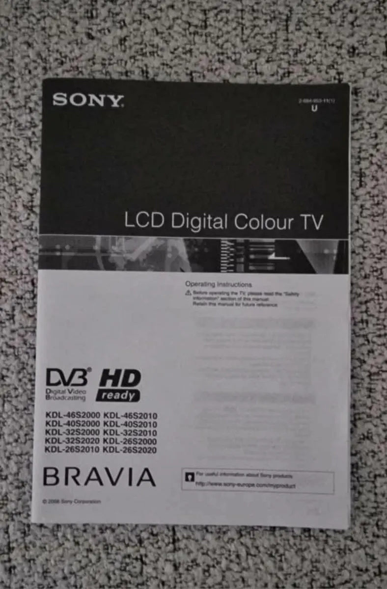 Sony Bravia 26" LCD TV - Model KDL - 26S2020 - Image 2