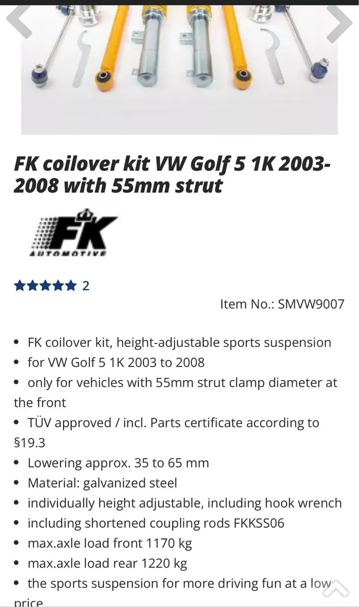 Mk mk 5 golf coilovers - Image 4