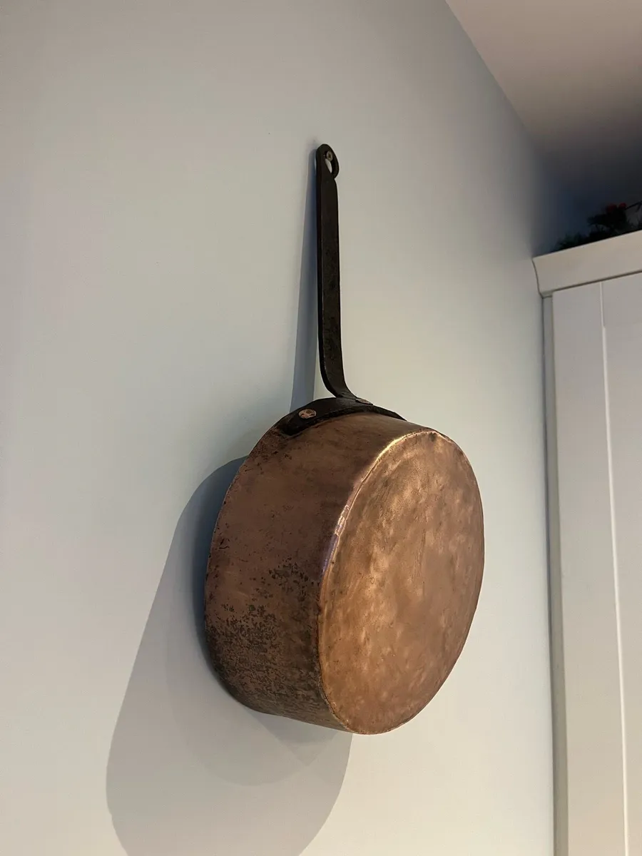 Antique Large Copper & Wrought Iron Pot/Pan - Image 3