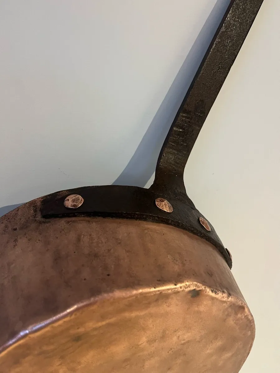 Antique Large Copper & Wrought Iron Pot/Pan - Image 4
