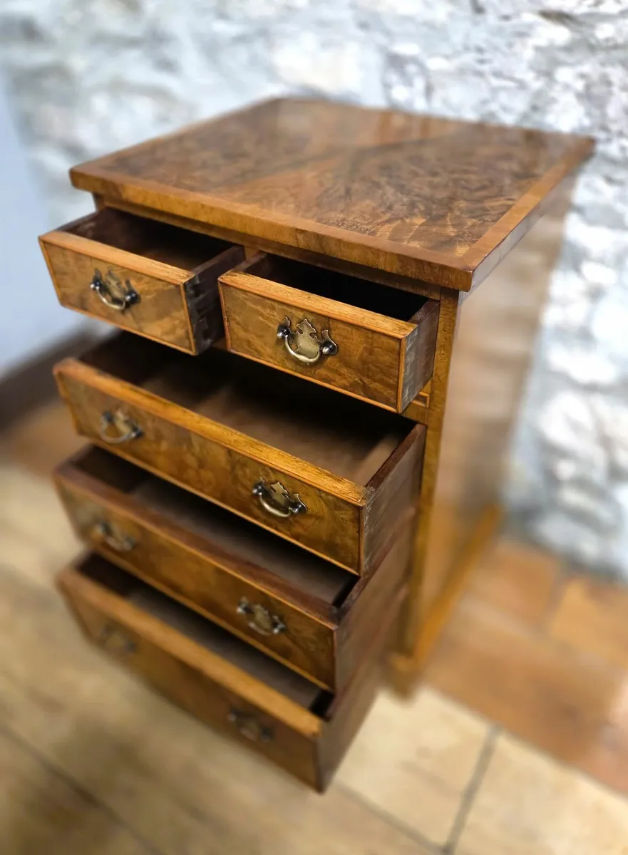 Walnut 5 Drwer Bedside Cabinet - Image 4