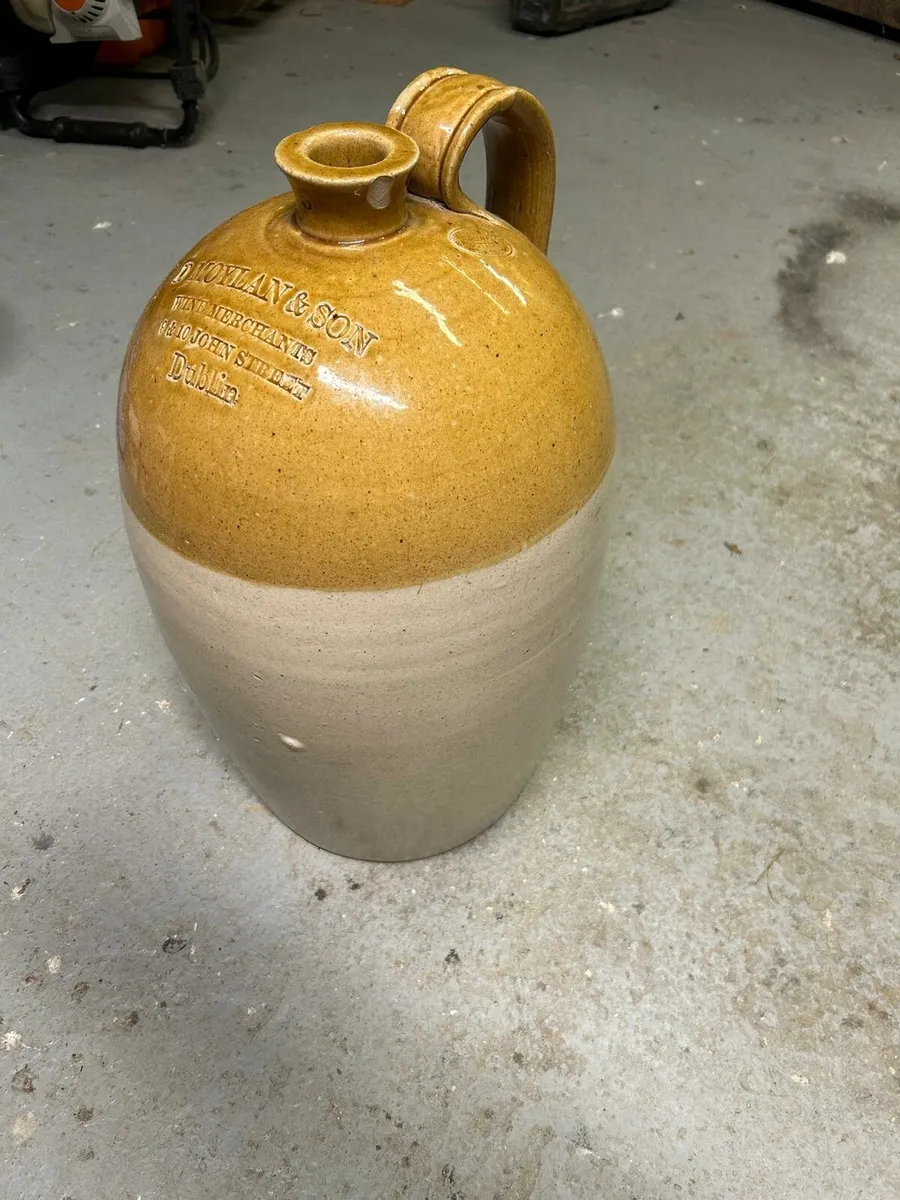 19th century salt glazed stoneware flagon - Image 2