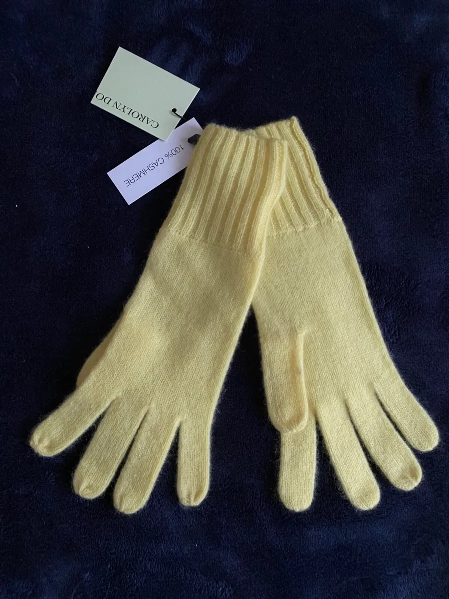 Yellow Cashmere Neck Cowl, Hat & Gloves Set - Image 3
