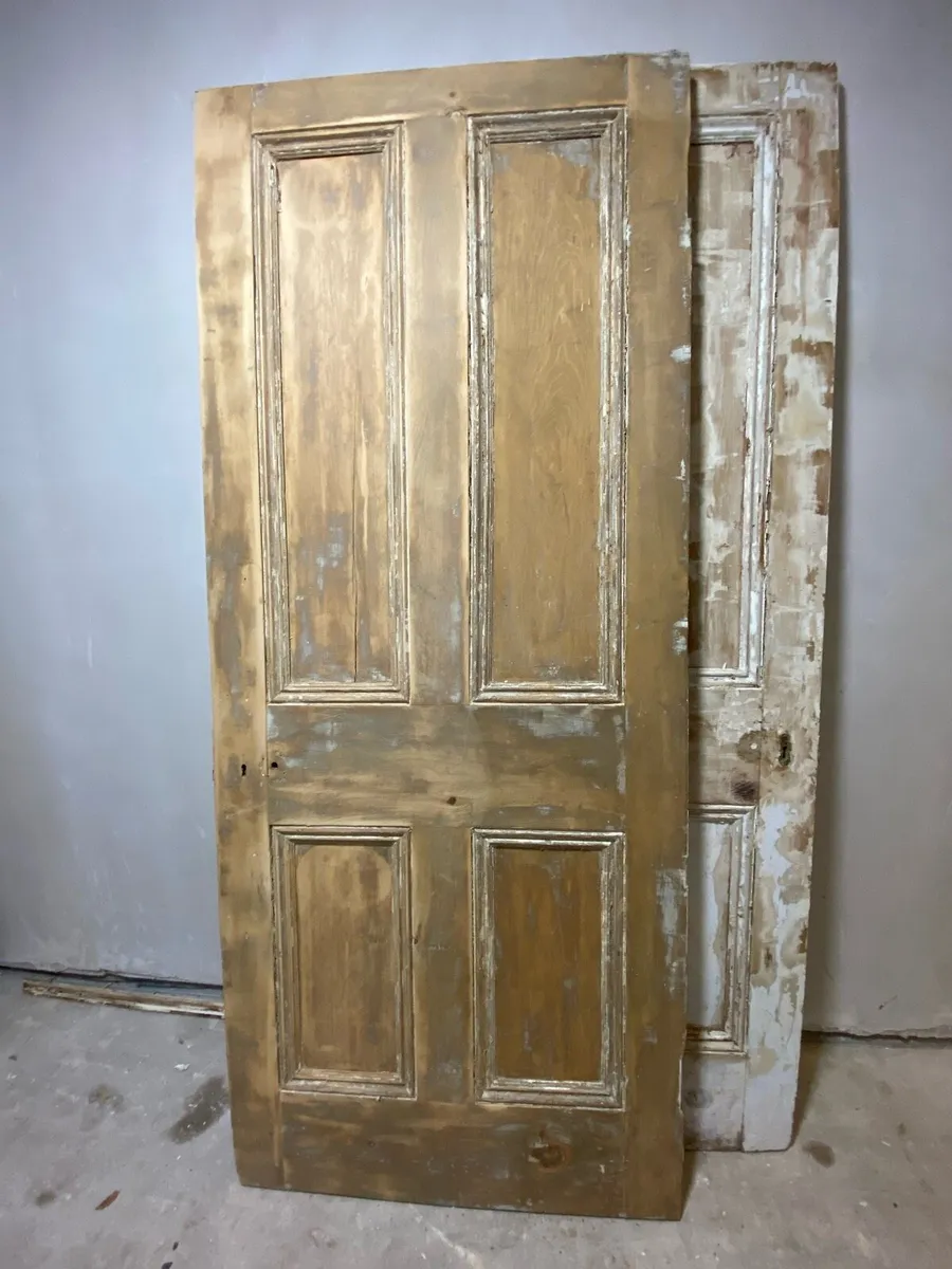 Georgian 4 Panel Reclaimed Pine Doors with handles - Image 1