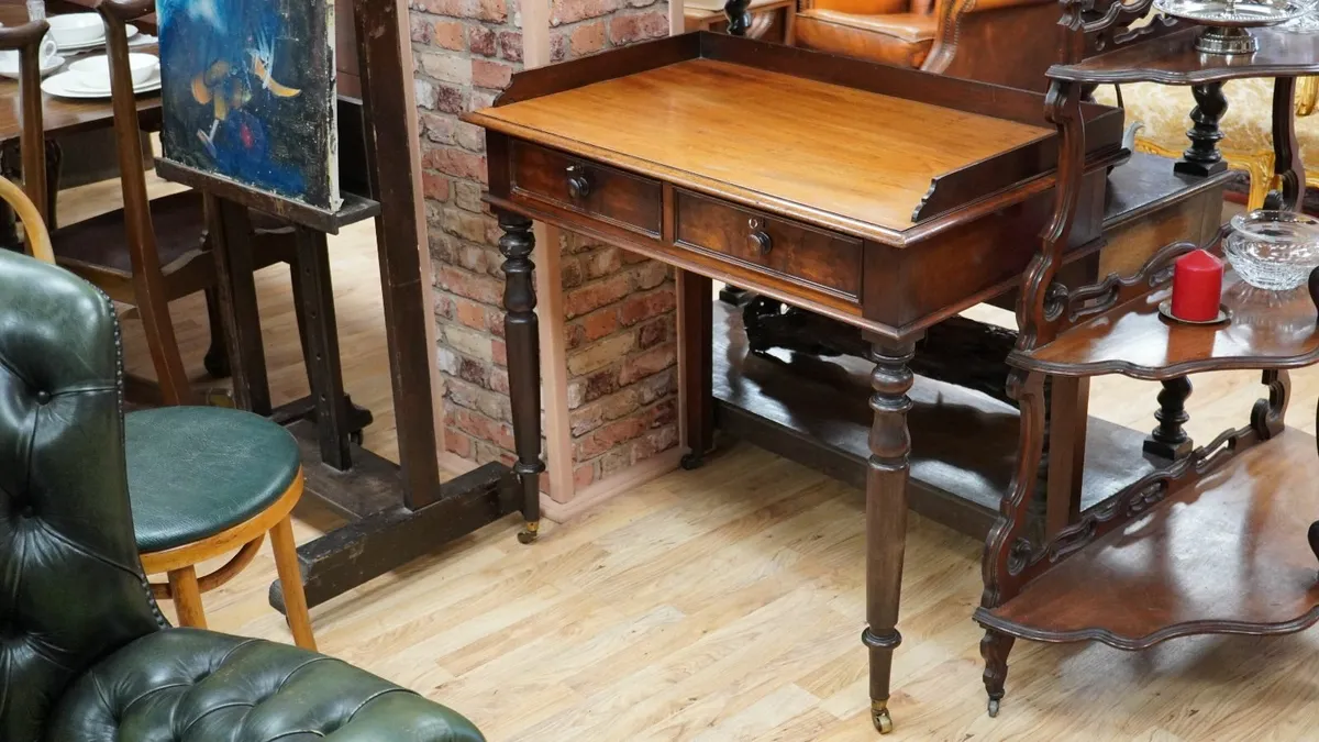 Victorian Mahogany Writing Desk with Gallery Top - Image 1