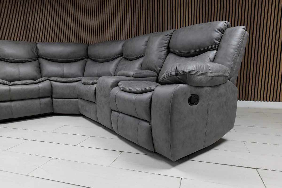 Valarie Grey Corner Smooth Fabric Recliner Sofa - Image 3