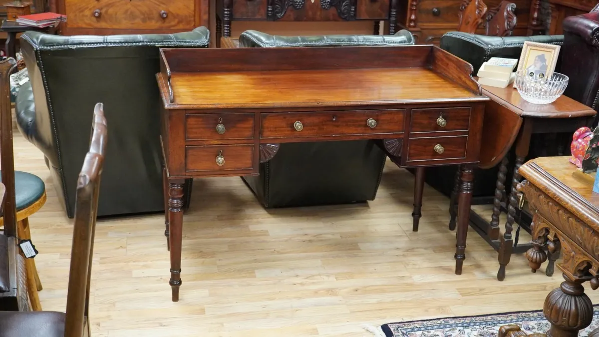 Early Victorian Mahogany Writing Desk with Raised - Image 1