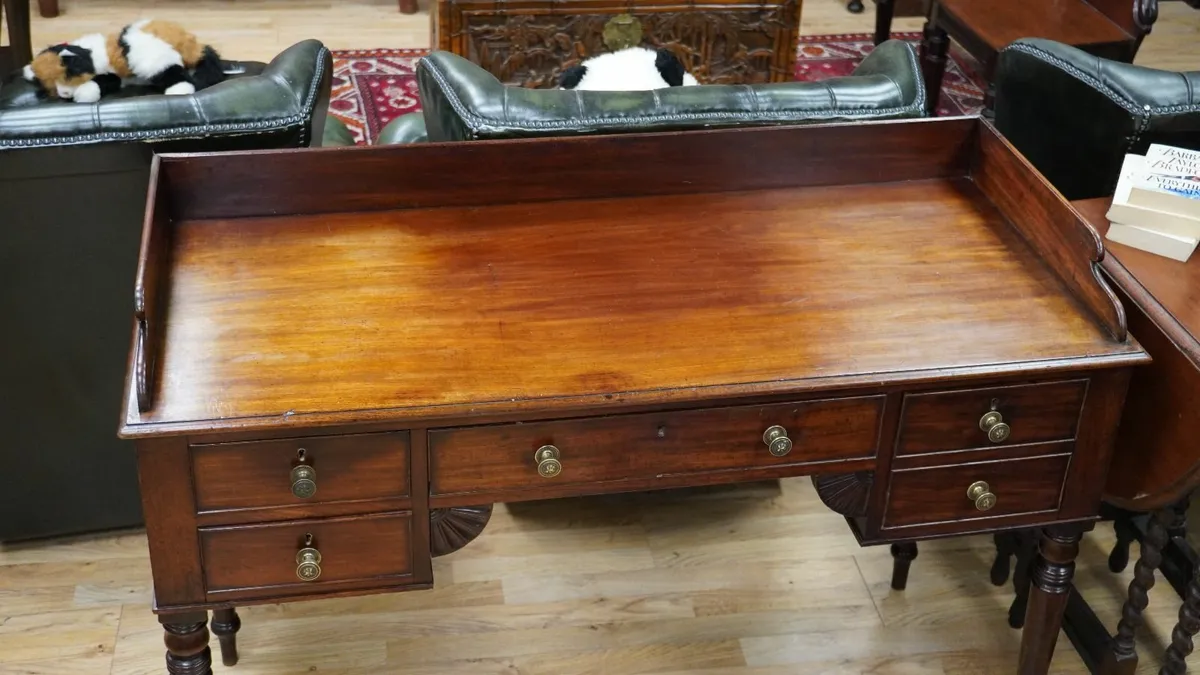 Early Victorian Mahogany Writing Desk with Raised - Image 2