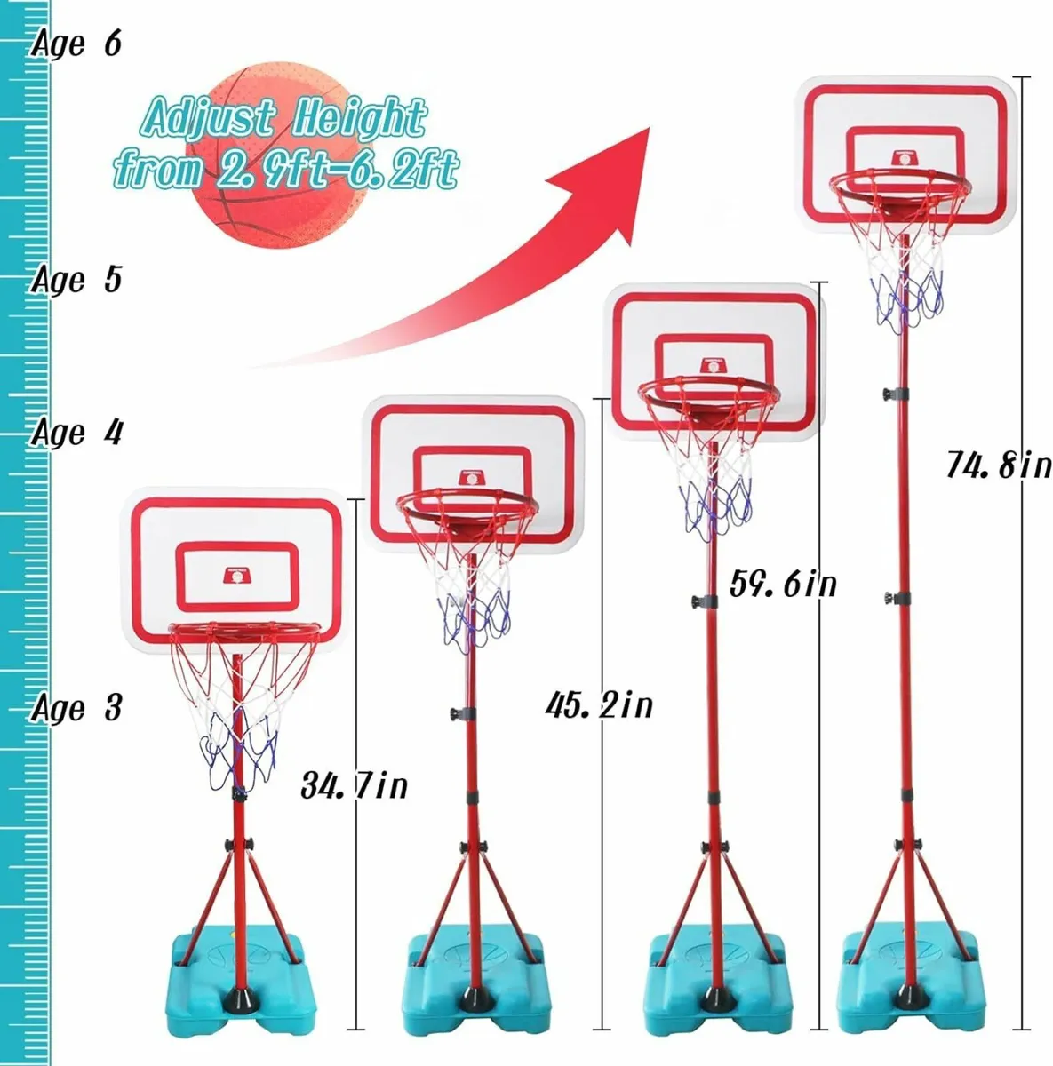 Children Basketball Hoop Stand 190cm Adjustable - Image 4